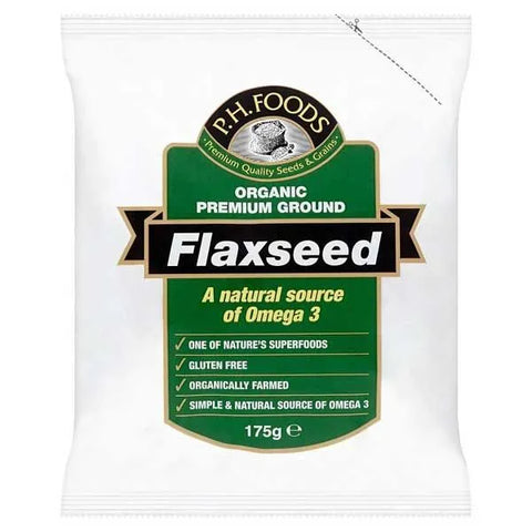 PH Foods Ground organic Flaxseed 175g best before end 1/24