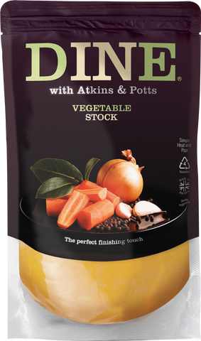 DINE with Atkins & Potts Vegetable Stock (350g)- best before 01/11/25- (Ref E205)