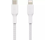 2 x Braided USB Type-C to Lightning Cable - 1 m, White (ref M15) - some come without original box and in a paper bag