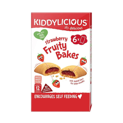 Kiddylicious Strawberry Fruity Bakes 12+ months 132g (6x22g)- best before 04/25- scruffy/open box and taped