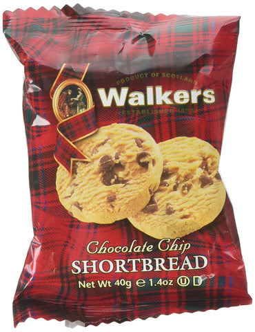 Walkers Shortbread Twin Pack Chocolate Chip, pack of 20x40g , best before 30/12/24-open box and taped- (Ref T3-4)