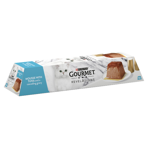 Gourmet Revelations Mousse with Tuna 4x57g - best before 04/25, damaged/ open box, bagged