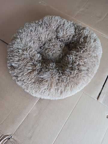 Light brown round dog bed 50cm diameter