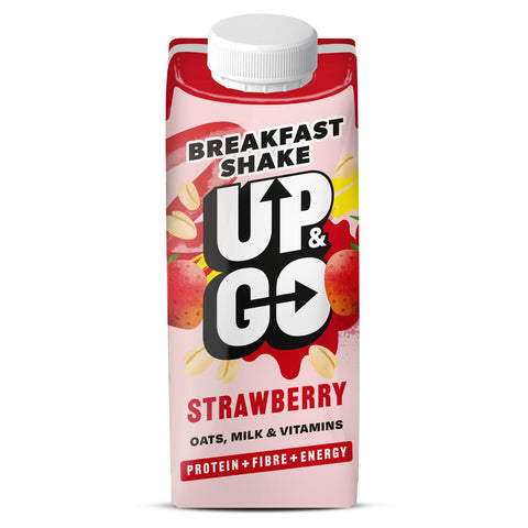 UP & GO Breakfast Drink - Strawberry, 330ml x7 Bottles, best before 18/12/24, damaged box, ONLY 7 in the pack