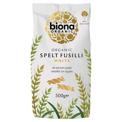 Biona Organic Spelt Fusilli White Pasta 500g best before 02/26