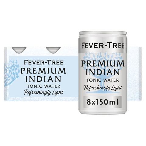 Fever-Tree Light Indian Tonic Water Cans 8 x 150ml best before 04/25- pack may come open and taped