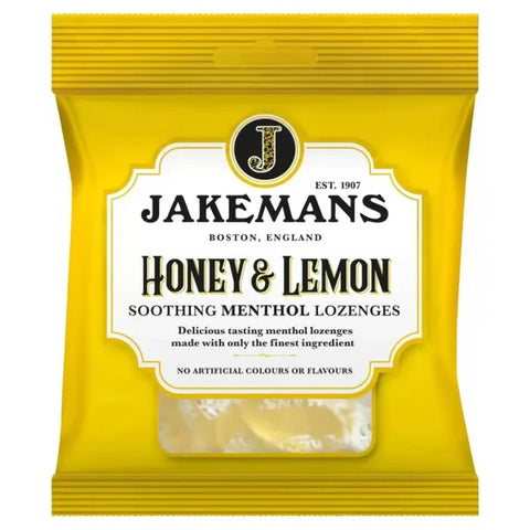 Jakemans Honey & Lemon Soothing Menthol Lozenges 73g Best before 06/26, scruffy bag