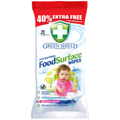 Greenshield Antibacterial Food Surface Wipes 70 Pack