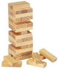 M.Y Traditional Games Tumbling Tower 54 Wooden Pieces scruffy box