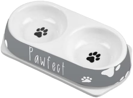 Trendy Pet Double Diner, Easy Clean, Double Use Bowl (Grey)- some dirty