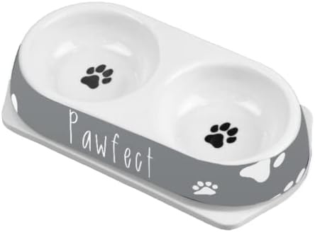 Trendy Pet Double Diner, Easy Clean, Double Use Bowl (Grey)- some dirty- (ref E149)