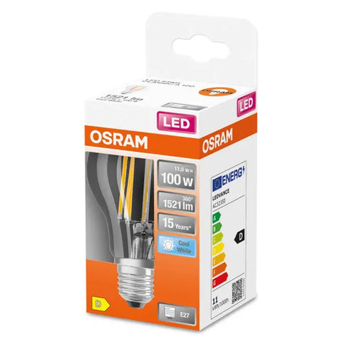 Osram Classic LED E27 Pear Filament Clear 1521lm Cool Daylight, 100W, condition new, scruffy box