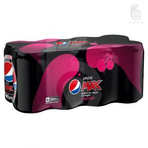 Pepsi Max Cherry  pack of 6 x 330ml- best before 08/24- open pack and taped, maybe some dented cans