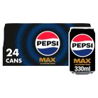 Pepsi Max No Caffeine Cans- pack of 23x330ml- best before 12/24- open pack and taped cans may be  dented