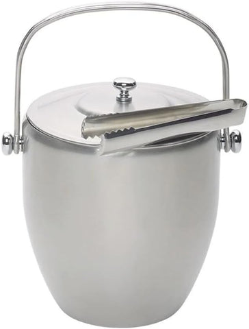 BarCraft KCBCICEBUC Ice Bucket with Lid and Tongs in Gift Box, Stainless Steel, 1.9 Litre, new, open/scruffy box