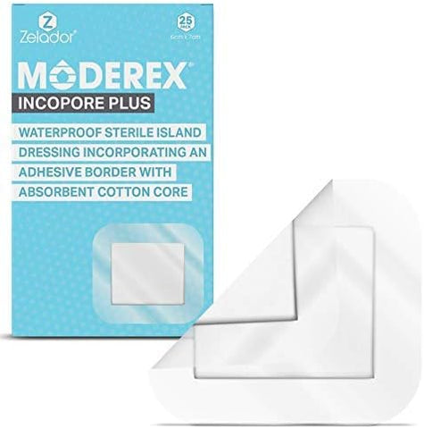 Moderex Sterile Self Adhesive Waterproof Island Dressing, 9cmx15cm , 25 pack , damaged box