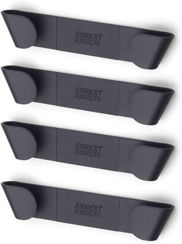 Joseph Joseph Set of 4 Pot and Pan Lid Holders Self Adhesive Suitable for Lids from 16 cm to 24 cm, Tape Included, Grey- new but open taped box