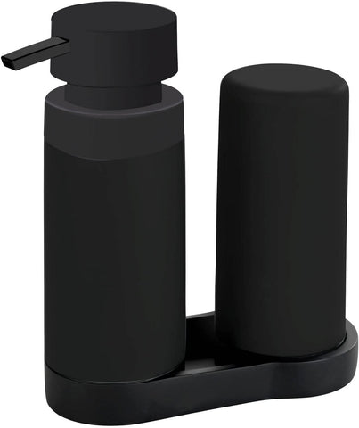 WENKO Easy Squeez-e washing station black, capacity approx. 250 ml per dispenser,  15 x 18 x 7 cm- new but open scruffy box