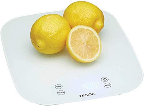 Taylor Pro Digital Kitchen Food Scales, White Glass, Weighs 14 kg/14 L Capacity new but open box