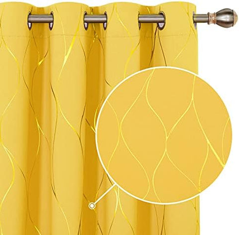 Deconovo Thermal Insulated Blackout Curtains , mellow yellow , 46 x 72 Inch (Width x Length) , new but original packaging missing