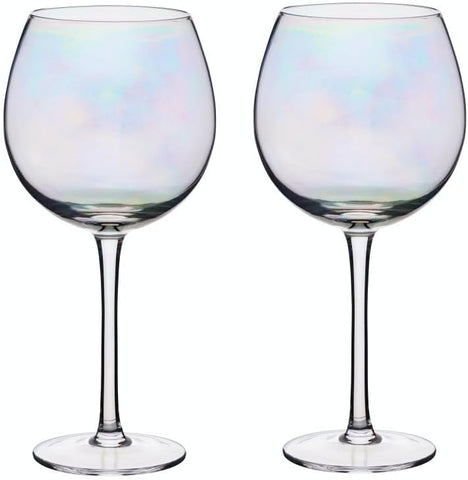 BarCraft Rainbow-Pearl Iridescent Gin Glasses, Set of 2 Balloon Glasses, 500ml, New but open scruffy box