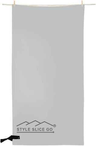 Style Slice Microfibre Towel 200x 100cm, Grey, condition new, open, scruffy packaging