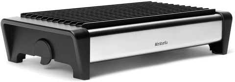 Brabantia Food Warmer, 2 Burner Matt Steel with Black Aluminum Grill - 8 x 35.7 x 18.8cm - new but some surface marks, candles misshapen, scruffy packaging