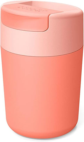 Joseph Joseph Sipp Travel mug, Coffee & Tea Cup with Lid - 340 ml (12 fl. oz) - Coral- used/ acceptable