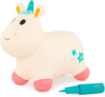 B. toys Boing-Pixie Ride-On Unicorn Bouncer Inflatable, New but scruffy, open box