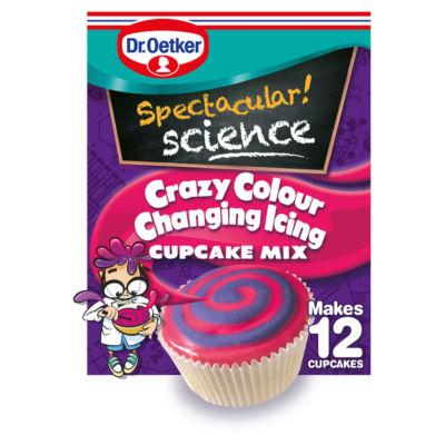 Dr. Oetker Spectacular Science Crazy Colour Changing Icing Cupcake Mix 295g- best before 05/24- scruffy box