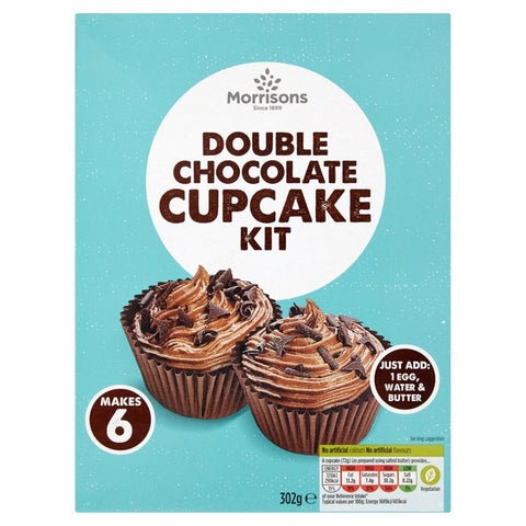 Morrisons Double  Chocolate Cupcake Kit 302g- best before 01/25- scruffy /dented box