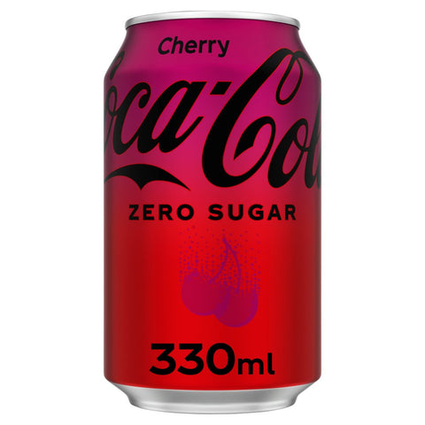 Coca-Cola Zero Sugar Cherry 330ml- best before 31/01/25- dirty/dented cans