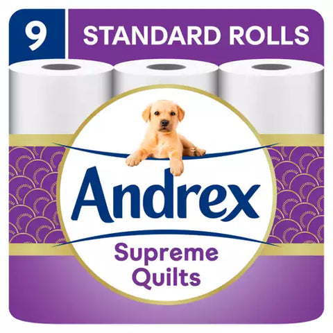 Andrex Supreme Quilts Toilet Roll 9 Rolls, pack may come slightly scruffy/ damaged (Ref T5-1)