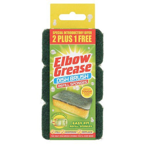 Elbow Grease Dish Brush Refill Sponges 3 Pack