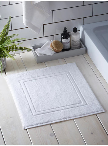 Drift Home White Shower Mat (50 x 50cm) - 100% Eco Sustainable Cotton-white-  new but scruffy packaging