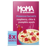 MOMA Raspberry, Chia & Pumpkin Seed Jumbo Oat Porridge 8 Sachets - best before 12/03/25- slightly damaged box