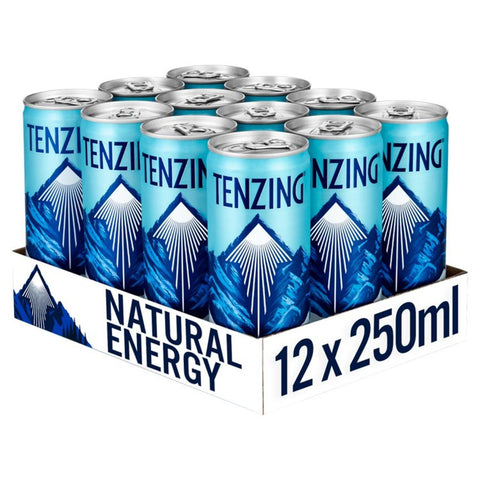 TENZING Natural Energy Original Recipe Case 12X250ML- best before 02/27- damaged pack, some tins slightly dented