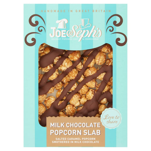 Joe & Seph's Milk Chocolate Popcorn Slab 115g- best before 31/12/24- slight damaged pack