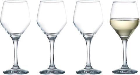 Ravenhead Majestic Set Of 4 White Wine Glasses 33cl- new but one glass has chip to the base
