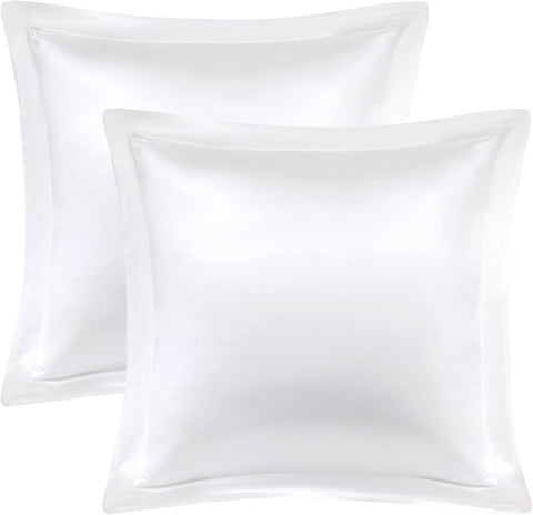 PiccoCasa Satin Pillow Cases 2 Pack with Envelope Closure- White 65x65cm- new but broken packaging