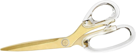 russell+hazel Acrylic Scissors, Left or Right Hand, Clear and Gold-Toned, 9”, New