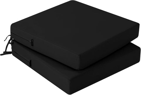 PRIMEPATIO Outdoor Chair Seat Cushions Set of 2, Thick 7cm, 40 x 40cm, Black- new but missing original packaging