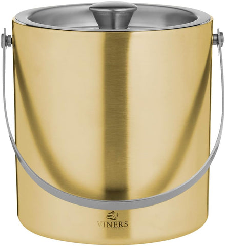 Viners Barware Gold Double Wall Ice Bucket, 1.5 L , used very good , broken plastic seal , scratch on the logo