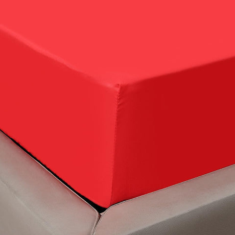 Fitted Sheet 40CM Deep Poly Cotton (Red, Double) condition new, open packaging (Ref TT341)