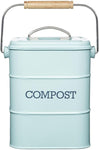 KitchenCraft Living Nostalgia Compost Bin, Metal, 16.5x24 cm, Duck Egg Blue, condition new, open, scruffy box