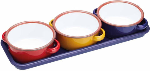 KitchenCraft World of Flavours Enamel Serving Dishes / 11 cm (4.5") (Set of 3) new - open box