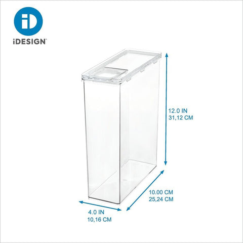 iDesign Clear Recycled Plastic Cereal Storage Container- new but 1 flap link broken, does not affect use