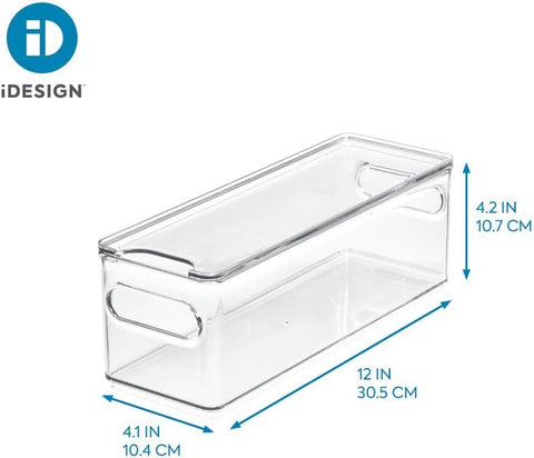 iDesign Clear Recycled Plastic Slim Fridge and Freezer Bin- Transparent- new