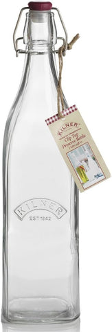 Kilner Square Glass Clip Top Bottle, 1 Litre, new, no box