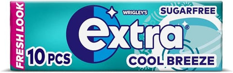 Wrigley's Extra Cool Breeze Sugar Free Chewing Gum 10pcs, best before 05/25 (Ref T17-4)